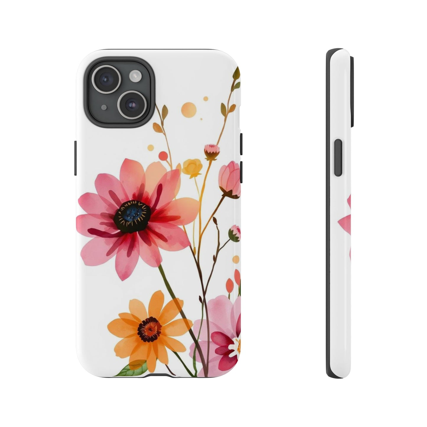 iPhone 15 Plus / Glossy Phone Case - Watercolour Style Simple Wildflower Design Phone Case