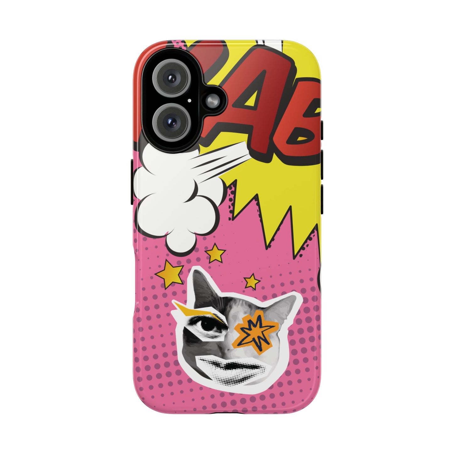 Bold Pink Pop Art Cat Phone Case - Pink Phone Case - iPhone 16 / Glossy
