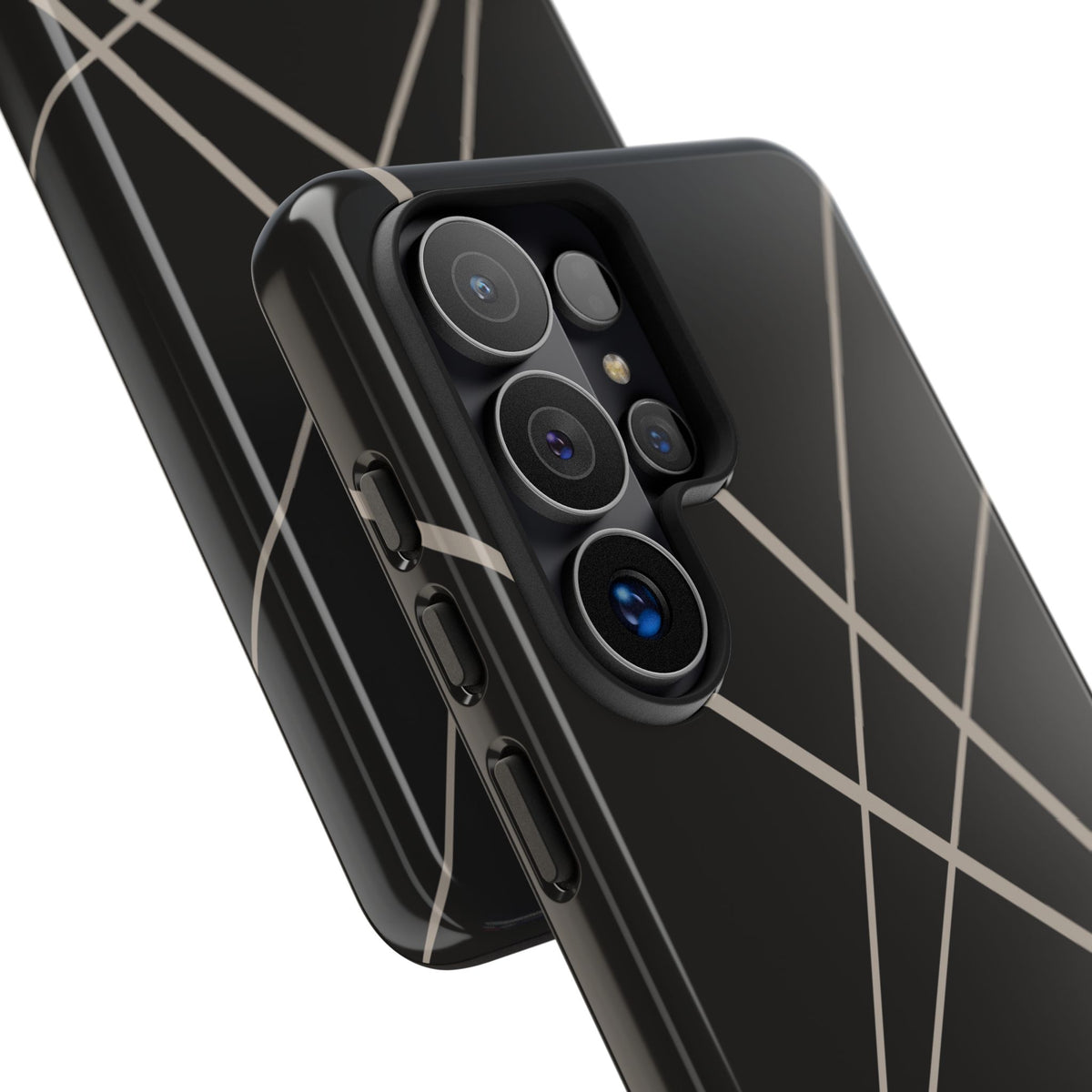Abstract Black with Grey Lines Phone Case - Black Phone Case