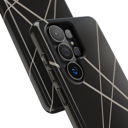 Abstract Black with Grey Lines Phone Case - Black Phone Case
