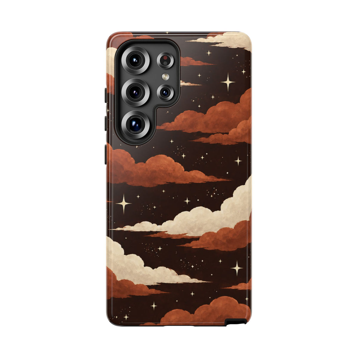 Illustrated Burnt Orange Clouds & Stars Phone Case