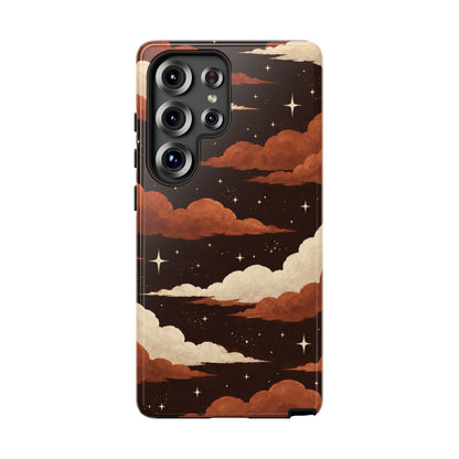 Illustrated Burnt Orange Clouds & Stars Phone Case