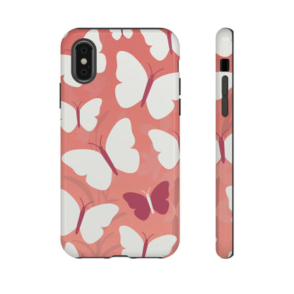 iPhone XS / Glossy Phone Case - Minimalist Pink Butterfly Pattern Phone Case