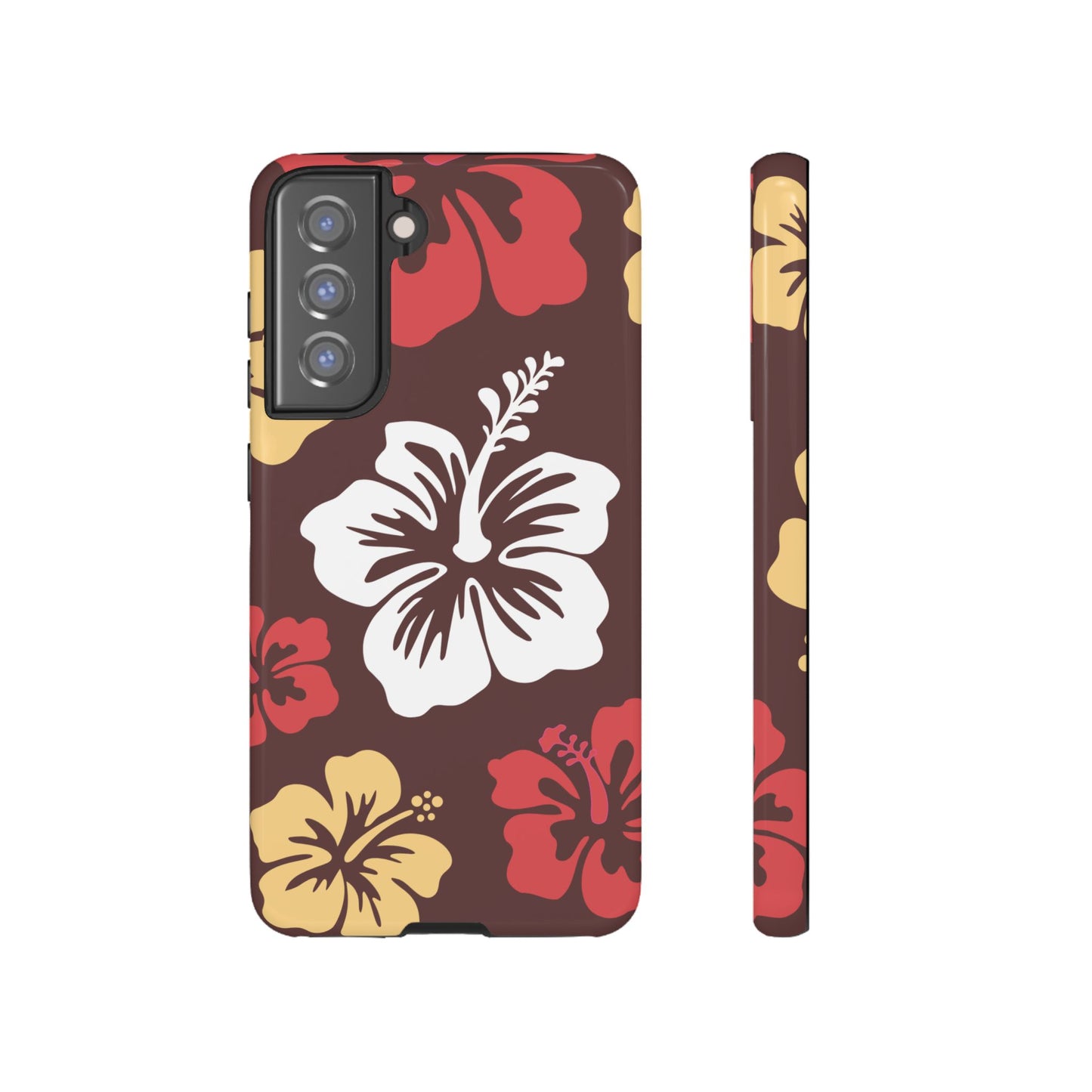 Samsung Galaxy S21 FE / Glossy Phone Case - ’Hibiscus Retro Pattern #2’ Phone Case