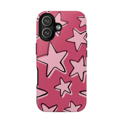 Raspberry Pink Doodle Star Phone Case