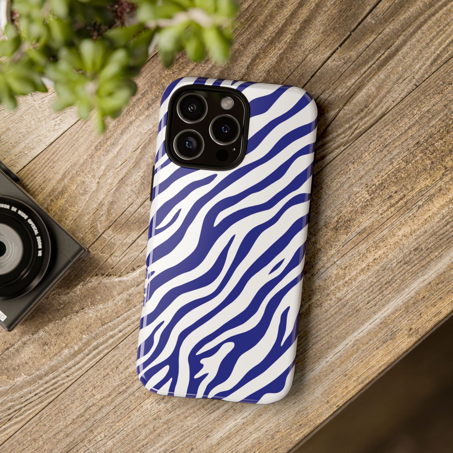 Stylish Electric Blue Zebra Print Phone Case