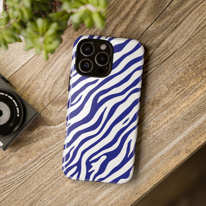 Stylish Electric Blue Zebra Print Phone Case