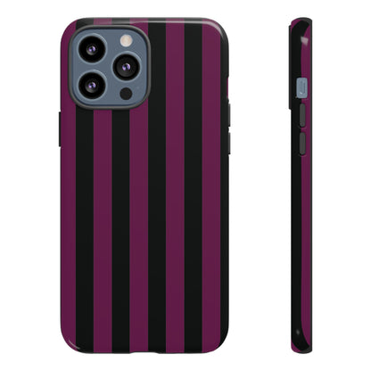 Trendy Plum & Black Stripe Pattern Phone Case - Purple Phone Case - iPhone 13 Pro Max / Glossy