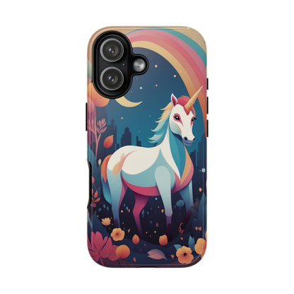 iPhone 17 / Glossy Phone Case - Stylised Unicorn & Rainbow Design Phone Case