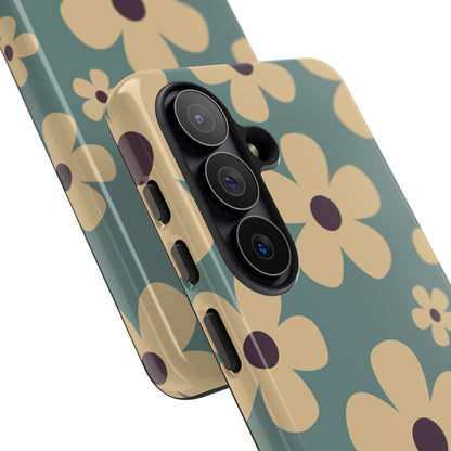 Cute Blue & Cream Daisy Pattern Phone Case - Blue Phone Case