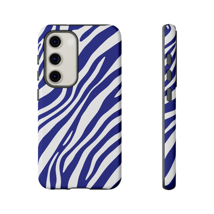 Modern Electric Blue Zebra Print Phone Case