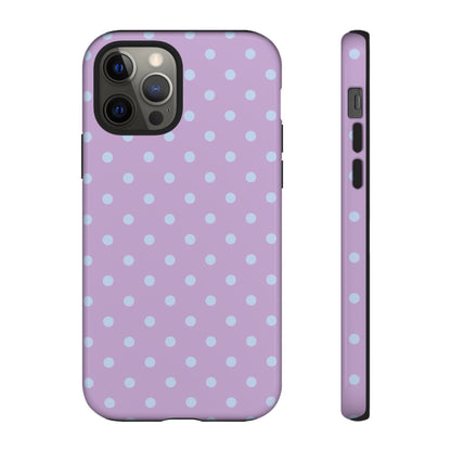 iPhone 12 Pro / Glossy Phone Case - Trendy Lilac & Ice Blue Dot Pattern Phone Case