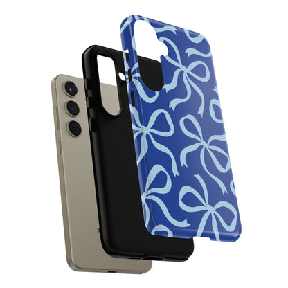 Bold Cobalt Blue and Powder Blue Bow Pattern Phone Case