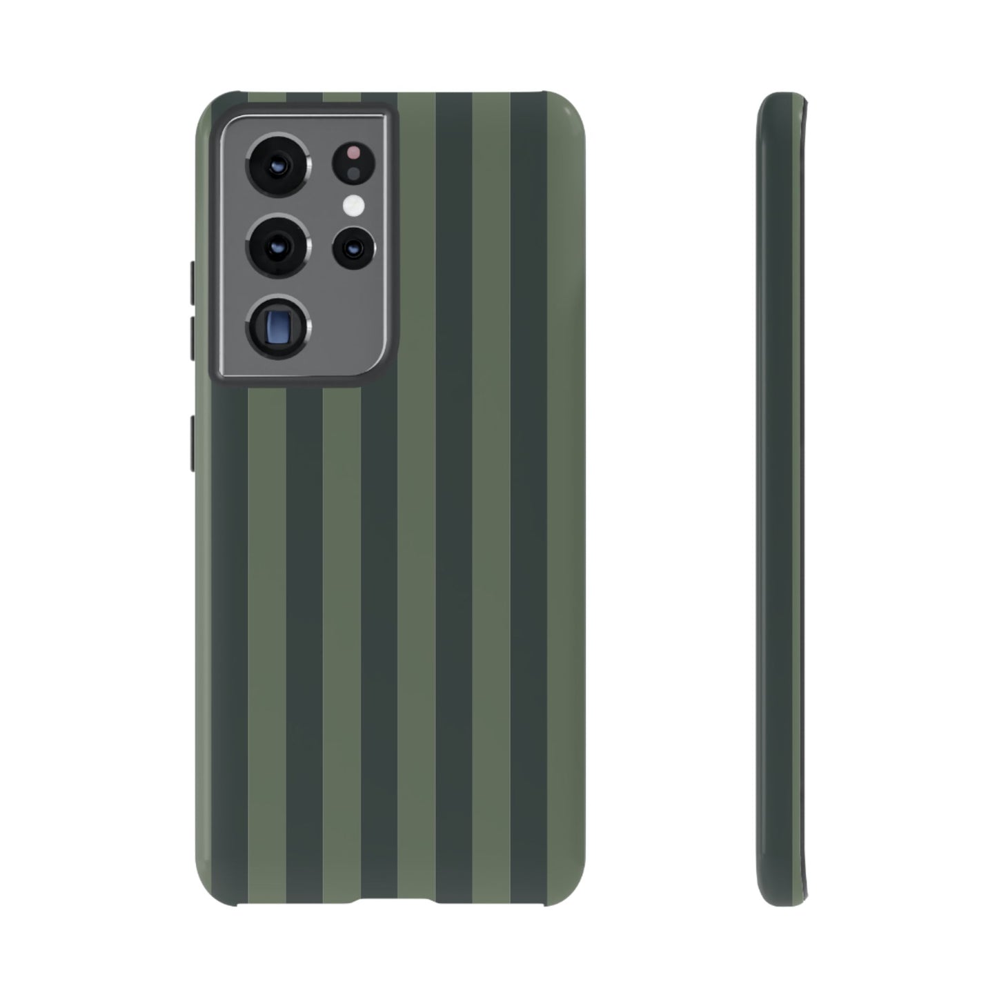 Samsung Galaxy S21 Ultra / Glossy Phone Case - ’Dark Green Stripe Pattern’ Phone Case