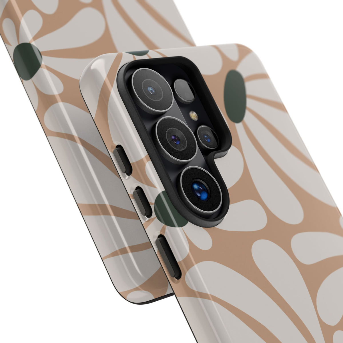 Retro Beige & White Daisy Pattern Phone Case - Beige Phone Case