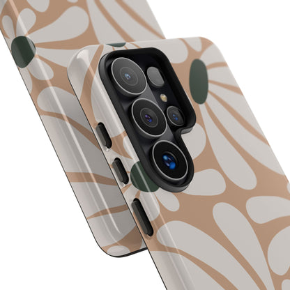 Retro Beige & White Daisy Pattern Phone Case - Beige Phone Case