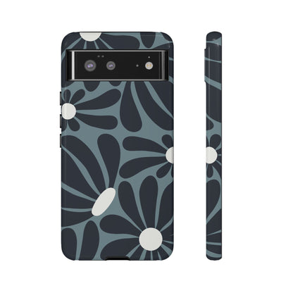Retro Navy Blue & White Daisy Pattern Phone Case - Blue Phone Case - Google Pixel 6 / Glossy