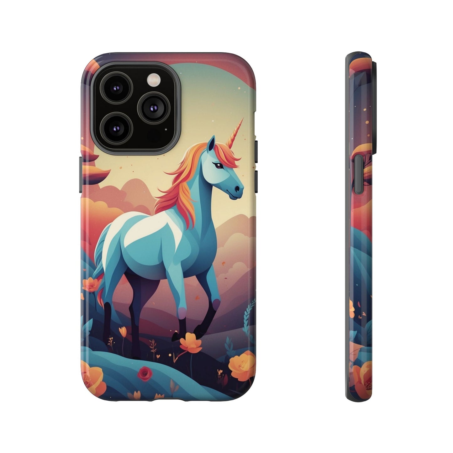 iPhone 14 Pro Max / Glossy Phone Case - Stylised Unicorn Design Phone Case