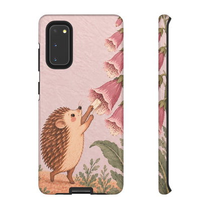Whimsical Blush Pink Hedgehog and Foxglove Phone Case - Pink Phone Case - Samsung Galaxy S20 / Glossy