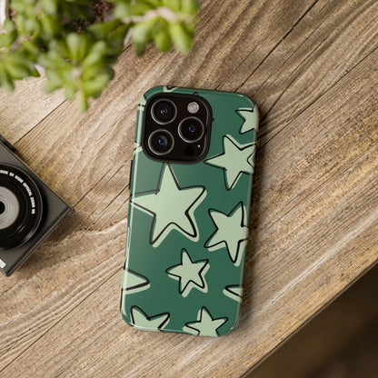 Forest Green Doodle Star Phone Case