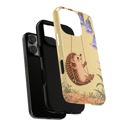 Whimsical Buttercream Hedgehog and Bluebell Phone Case - Yellow Phone Case