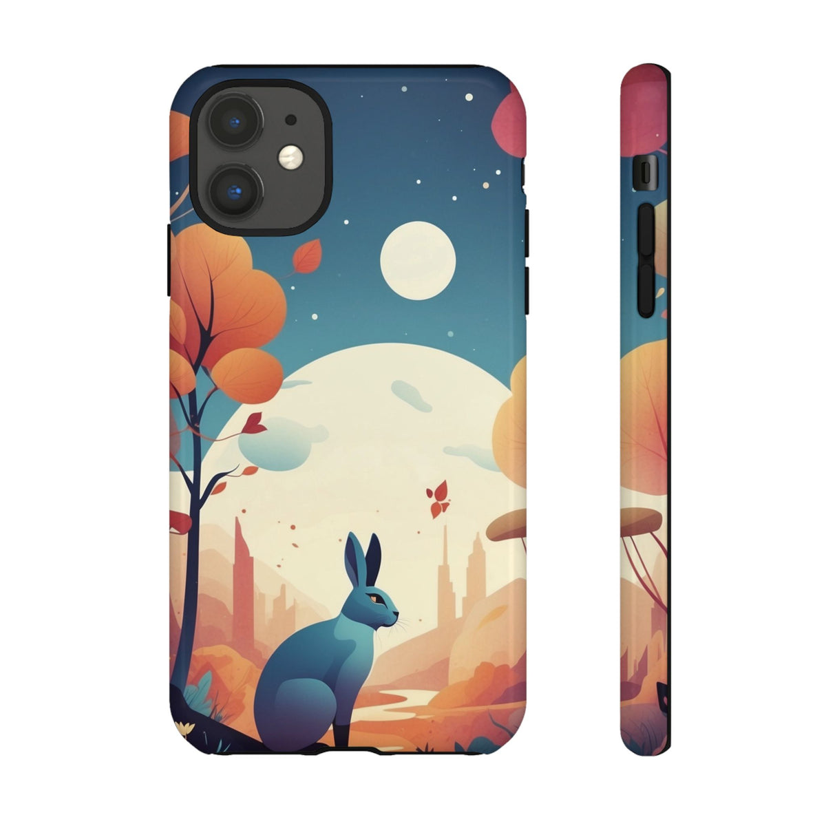 Stylised Blue Hare Design Phone Case - Multicolor Phone Case - iPhone 11 / Glossy