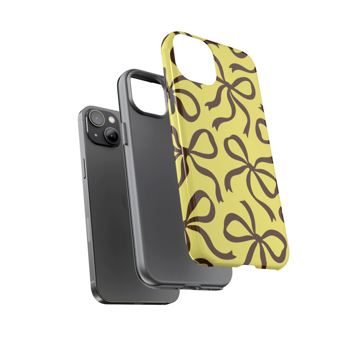 Bold Butter Yellow and Chocolate Brown Bow Pattern Phone Case