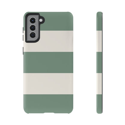 Green & White Horizontal Stripe Pattern Phone Case - Green Phone Case - Samsung Galaxy S21 Plus / Glossy