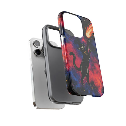 Whimsical Multicolour Celestial Black Cat Phone Case