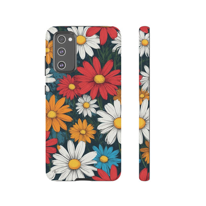 Samsung Galaxy S20 FE / Glossy Phone Case - Pop Art Daisies Illustration ’Red & Orange’ Phone Case