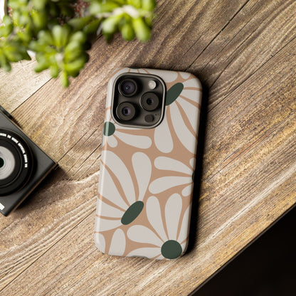 Retro Beige & White Daisy Pattern Phone Case - Beige Phone Case