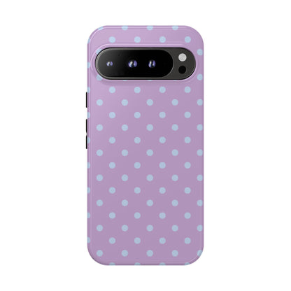 Google Pixel 9 Pro XL / Glossy Phone Case - Trendy Lilac & Ice Blue Dot Pattern Phone Case