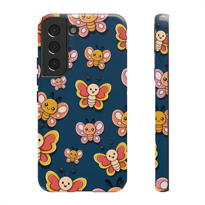 Dark Blue Butterfly Sticker Design Phone Case - Blue Phone Case - Samsung Galaxy S22 / Glossy