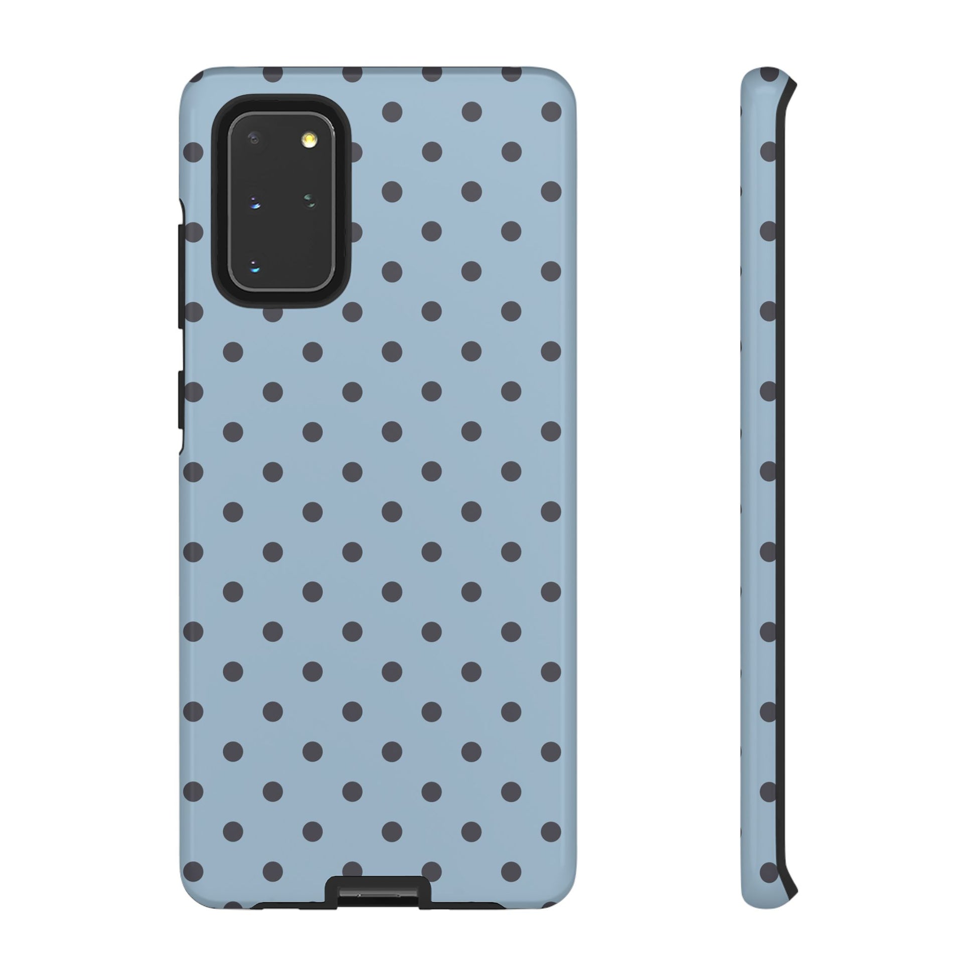 Samsung Galaxy S20+ / Glossy Phone Case - Light Blue with Dark Blue Dot Pattern Phone Case