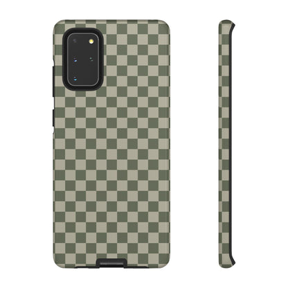 Samsung Galaxy S20+ / Glossy Phone Case - ’Bold Olive Green Checkered Pattern’ Phone Case