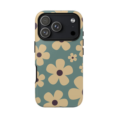 iPhone 17 Pro / Glossy Phone Case - Cute Blue & Cream Daisy Pattern Phone Case