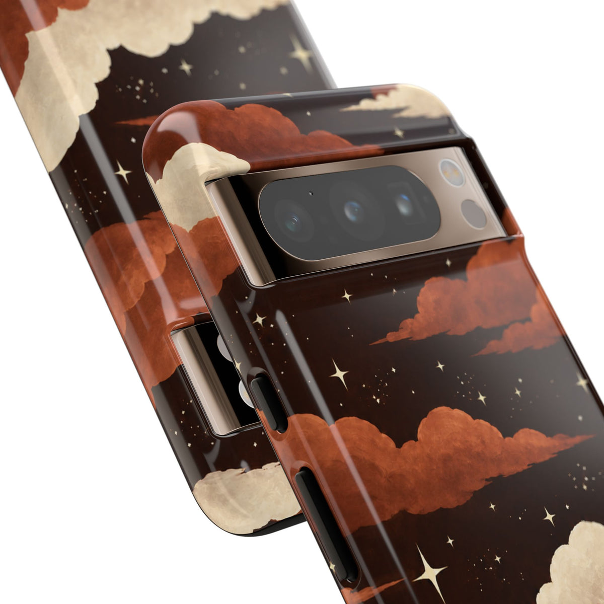 Illustrated Burnt Orange Clouds & Stars Phone Case