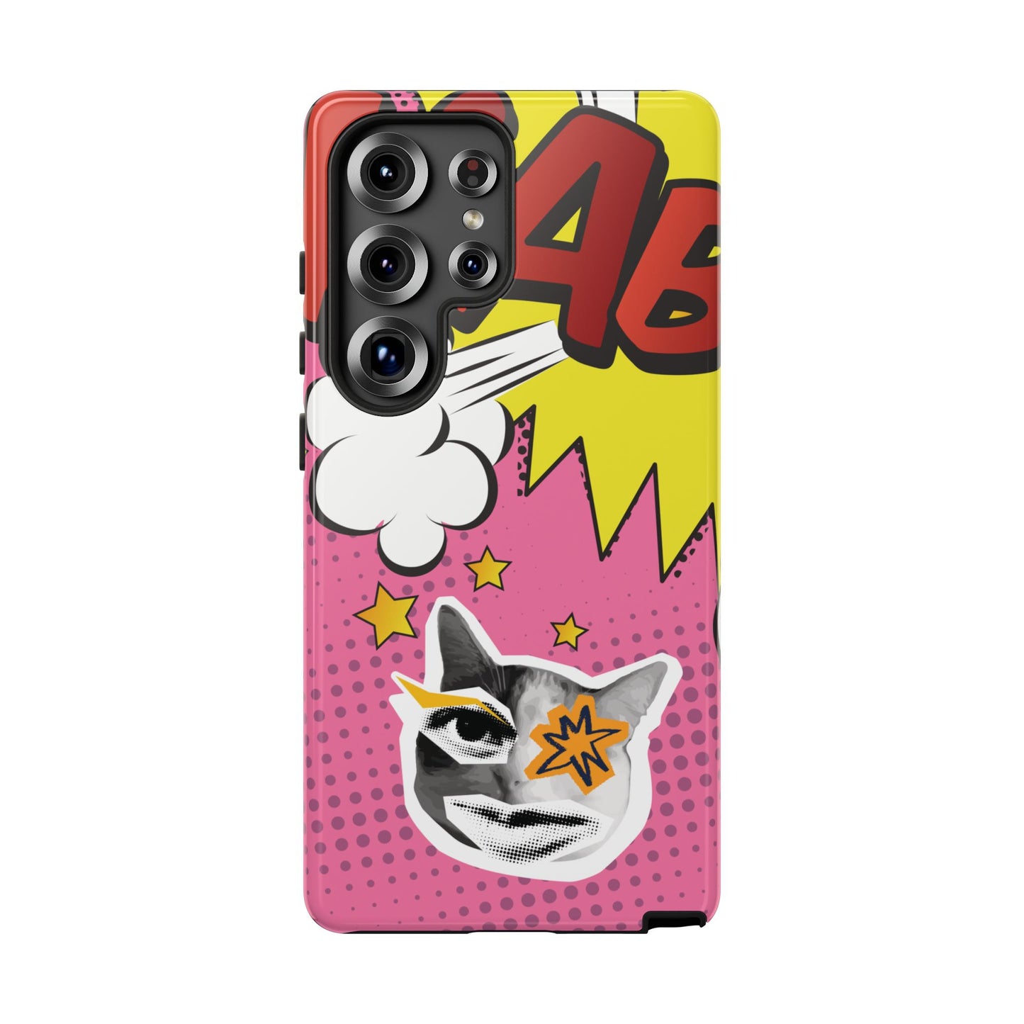 Bold Pink Pop Art Cat Phone Case - Pink Phone Case - Samsung Galaxy S25 Ultra / Glossy
