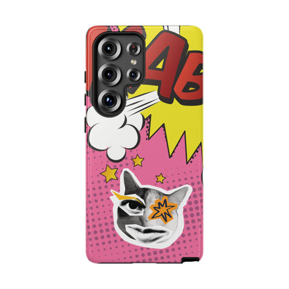 Bold Pink Pop Art Cat Phone Case - Pink Phone Case - Samsung Galaxy S25 Ultra / Glossy
