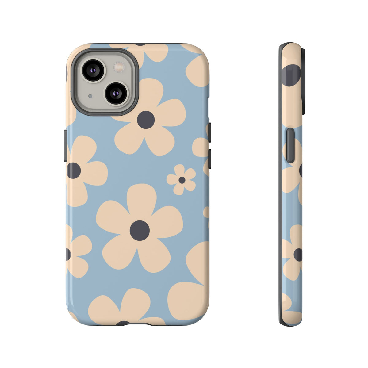 Cute Light Blue & Cream Daisy Pattern Phone Case - Blue Phone Case - iPhone 14 / Glossy