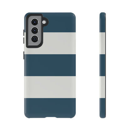 Samsung Galaxy S21 / Glossy Phone Case - Blue & White Horizontal Stripe Pattern Phone Case