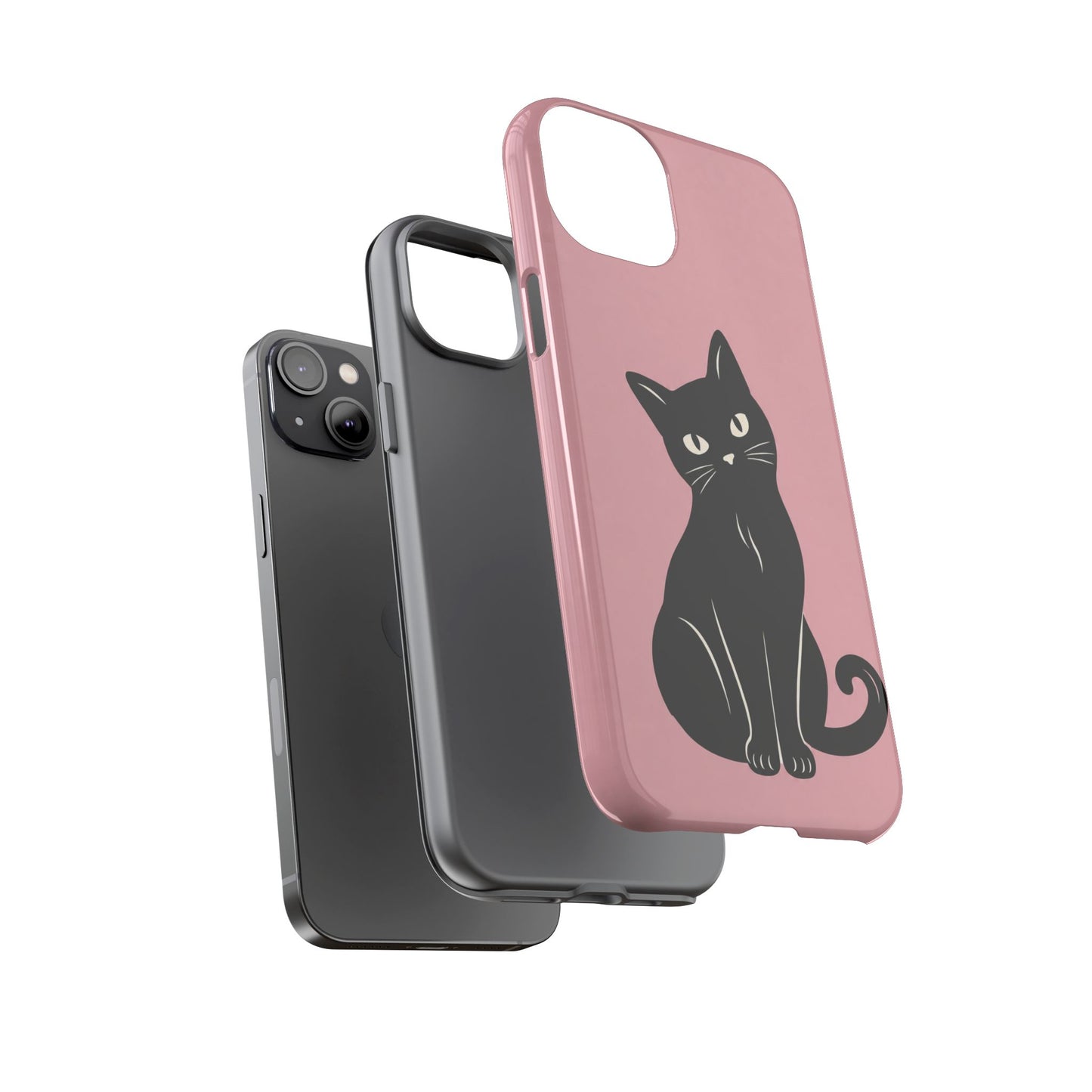 Minimalist Blush Pink & Black Cat Phone Case