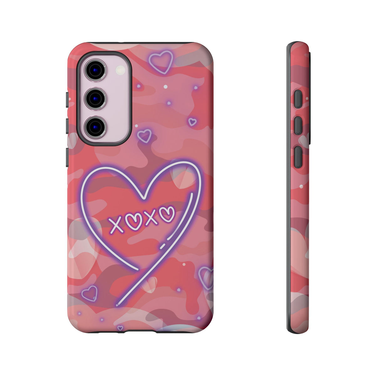 Love Heart Neon Camo Phone Case - Pink Phone Case - Samsung Galaxy S23 Plus / Glossy