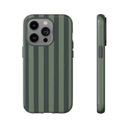 iPhone 14 Pro / Glossy Phone Case - ’Dark Green Stripe Pattern’ Phone Case