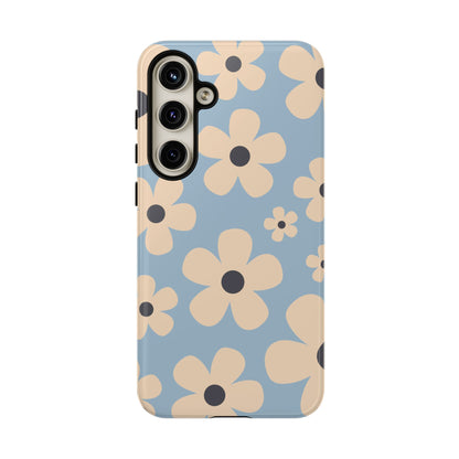 Samsung Galaxy S24 Plus / Glossy Phone Case - Cute Light Blue & Cream Daisy Pattern Phone Case