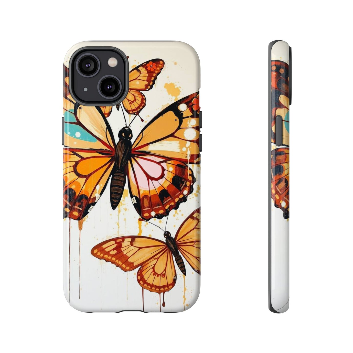 iPhone 14 Plus / Glossy Phone Case - Abstract Butterflies Design Phone Case