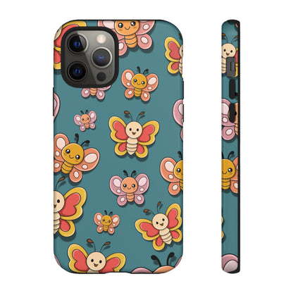 Blue Butterfly Sticker Design Phone Case - Blue Phone Case - iPhone 12 Pro / Glossy