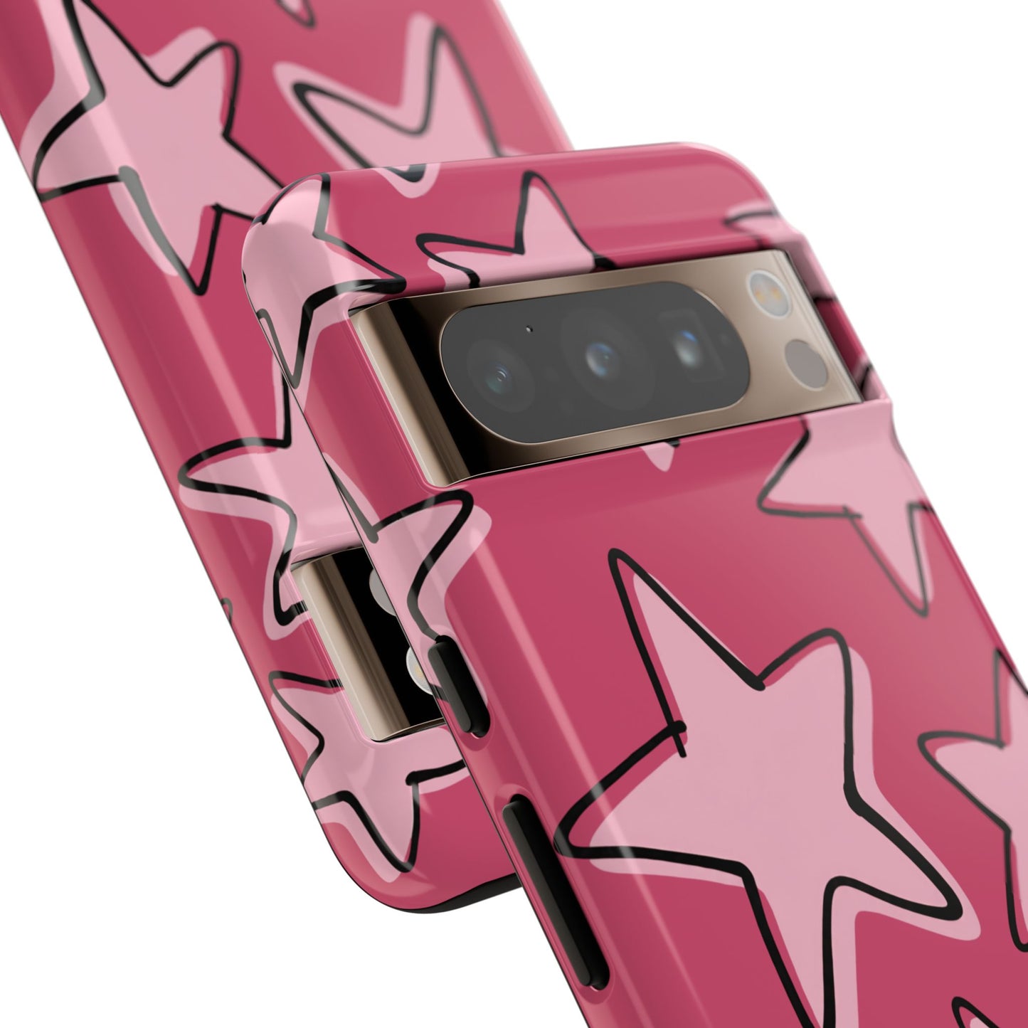 Raspberry Pink Doodle Star Phone Case
