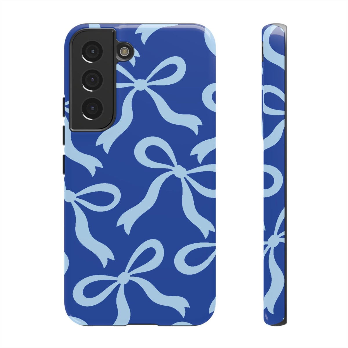 Bold Cobalt Blue and Powder Blue Bow Pattern Phone Case - Blue Phone Case - Samsung Galaxy S22 / Glossy