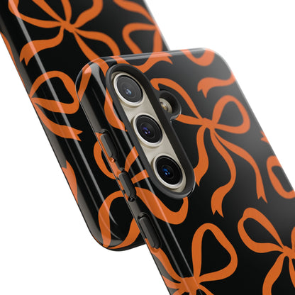 Bold Black and Burnt Orange Bow Pattern Phone Case